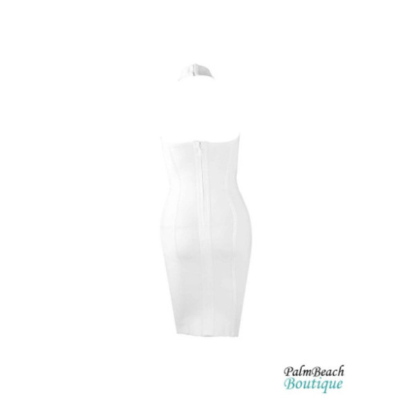 Halter Choker Neck Button Front Bandage Dress - Picture 3 of 3